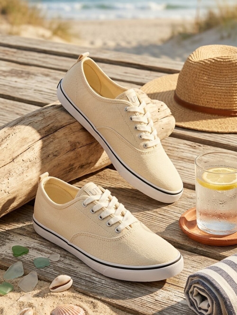 NEW! Universal Thread Women's Size 6 Lace Up Canvas Sneakers Butter Cream Yellow